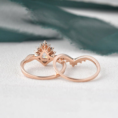 The Grace Set — Oval Lab Diamond Vintage Wedding Ring Set II