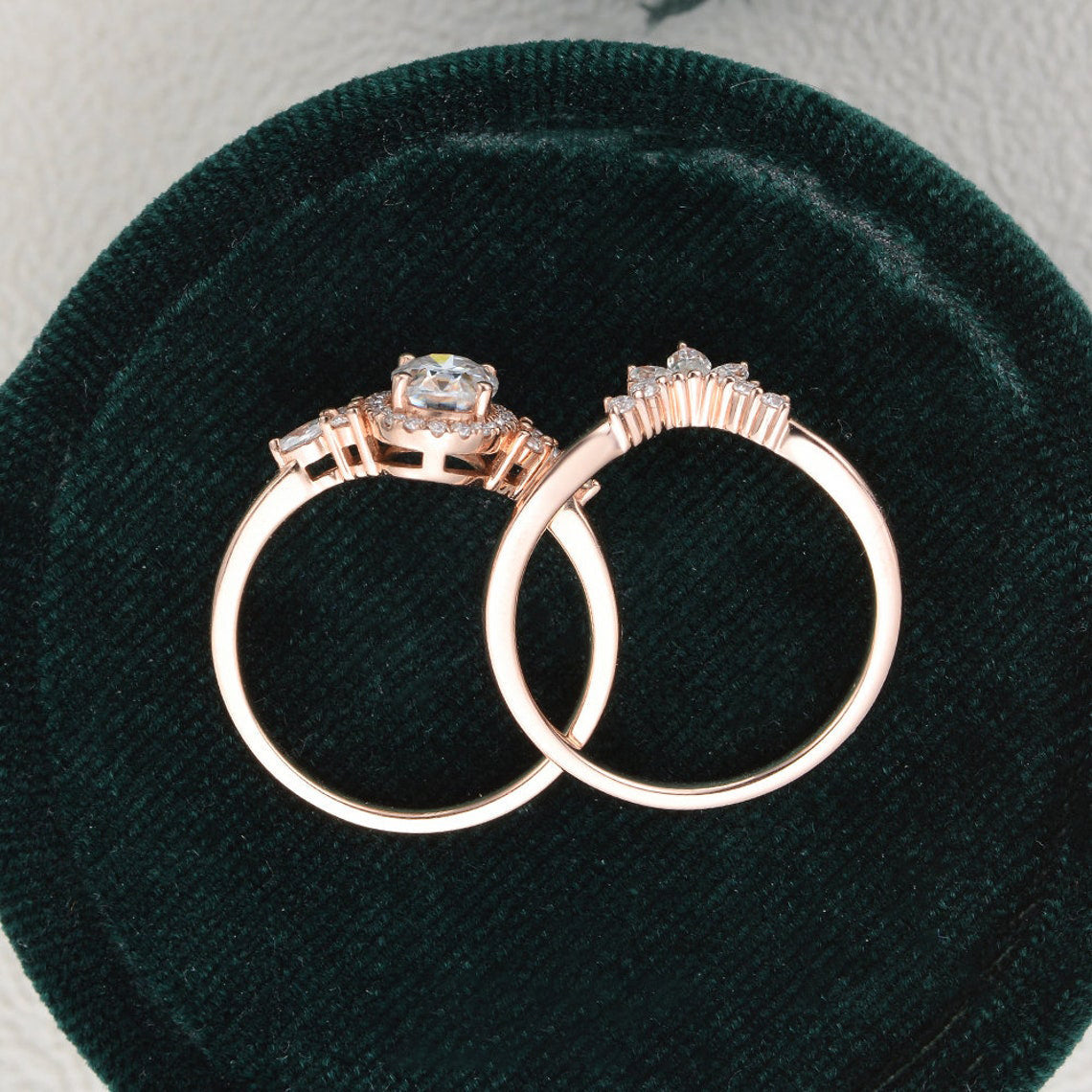 The Aurora Set — Oval Lab Diamond Bridal Wedding Ring Set