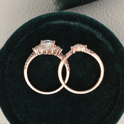 The Violet Set — Pear Lab Diamond Vintage Wedding Ring Set VI