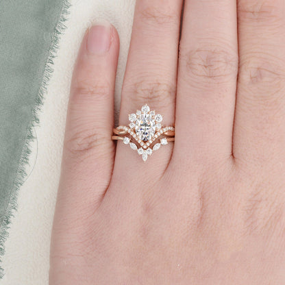 The Grace Set — Oval Lab Diamond Vintage Wedding Ring Set