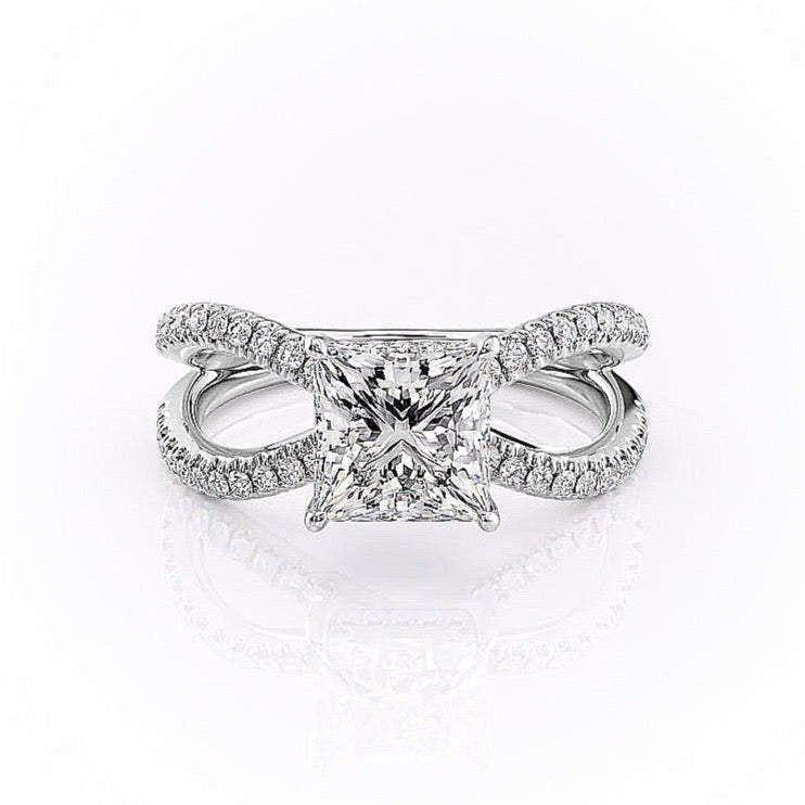 The Elise — Princess Lab Diamond Criss-Cross Engagement Ring
