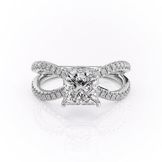 The Elise — Princess Lab Diamond Criss-Cross Engagement Ring