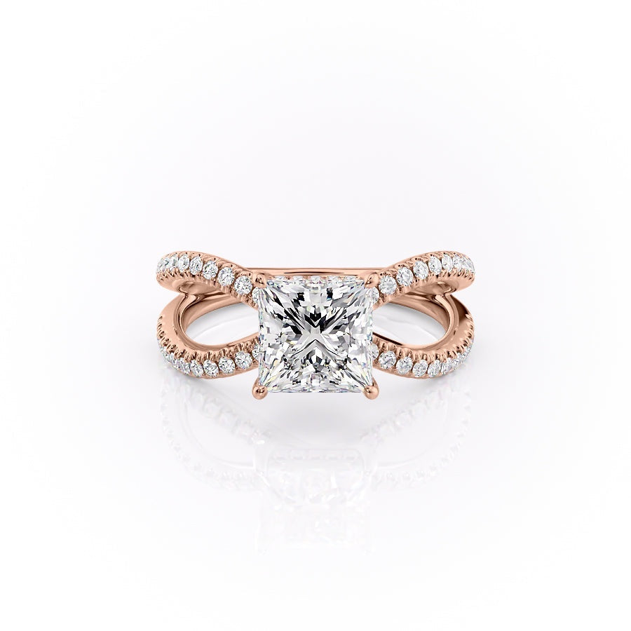 The Elise — Princess Lab Diamond Criss-Cross Engagement Ring