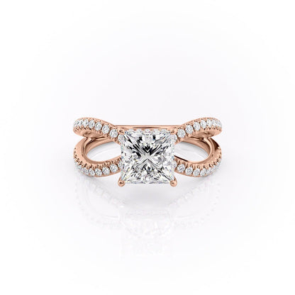 The Elise — Princess Lab Diamond Criss-Cross Engagement Ring
