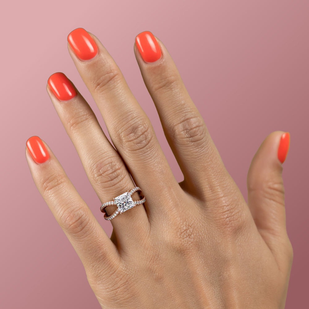 The Elise — Princess Lab Diamond Criss-Cross Engagement Ring