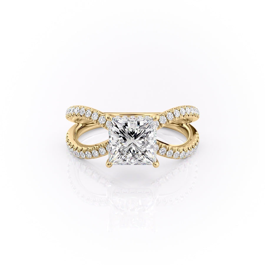 The Elise — Princess Lab Diamond Criss-Cross Engagement Ring