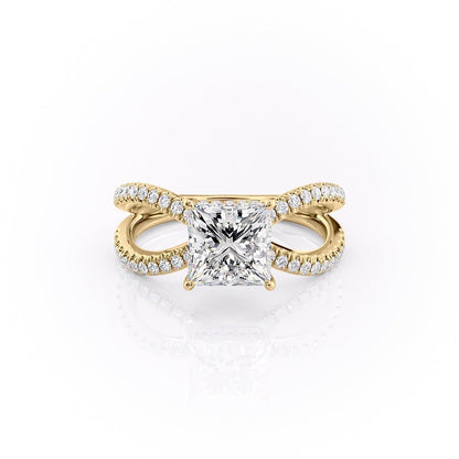 The Elise — Princess Lab Diamond Criss-Cross Engagement Ring