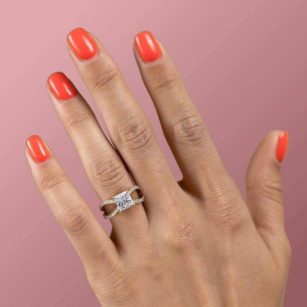 The Elise — Princess Lab Diamond Criss-Cross Engagement Ring