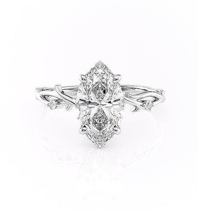 The Maeve — Marquise Lab Diamond Botanical Engagement Ring