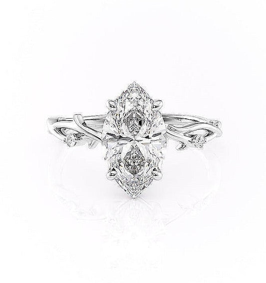 The Maeve — Marquise Lab Diamond Botanical Engagement Ring