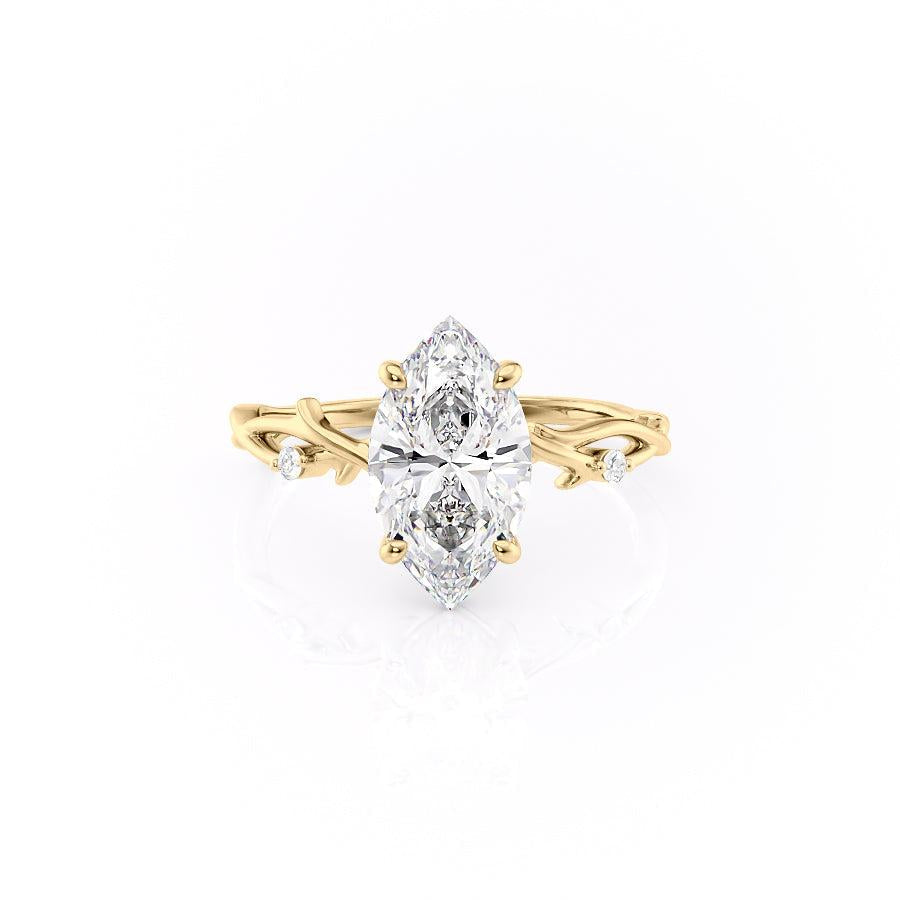 The Maeve — Marquise Lab Diamond Botanical Engagement Ring