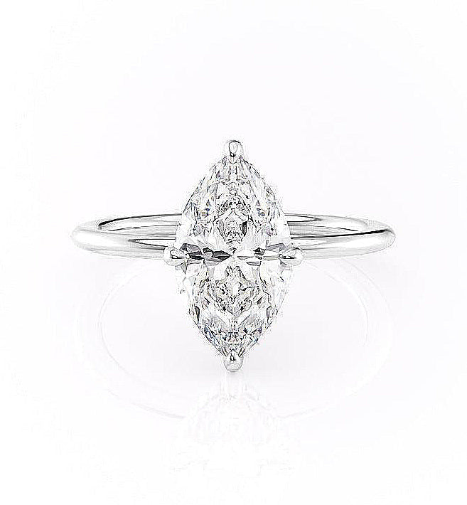 The Juliet — Marquise Lab Diamond Secret Halo Engagement Ring