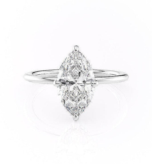 The Juliet — Marquise Lab Diamond Secret Halo Engagement Ring