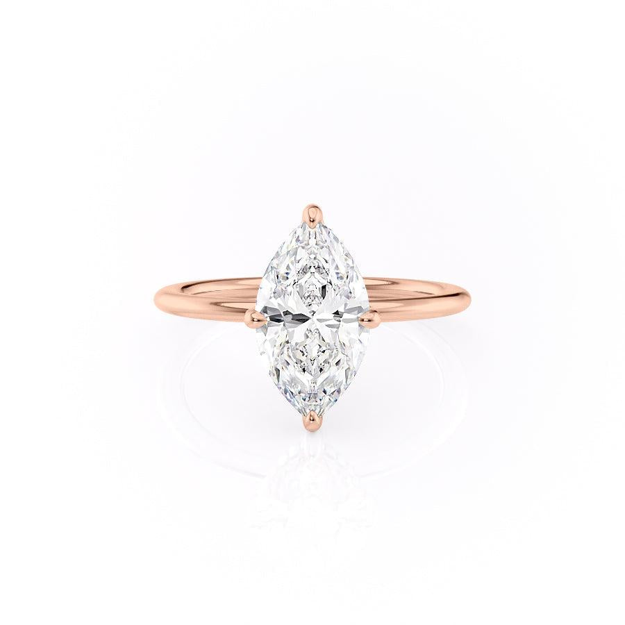 The Juliet — Marquise Lab Diamond Secret Halo Engagement Ring
