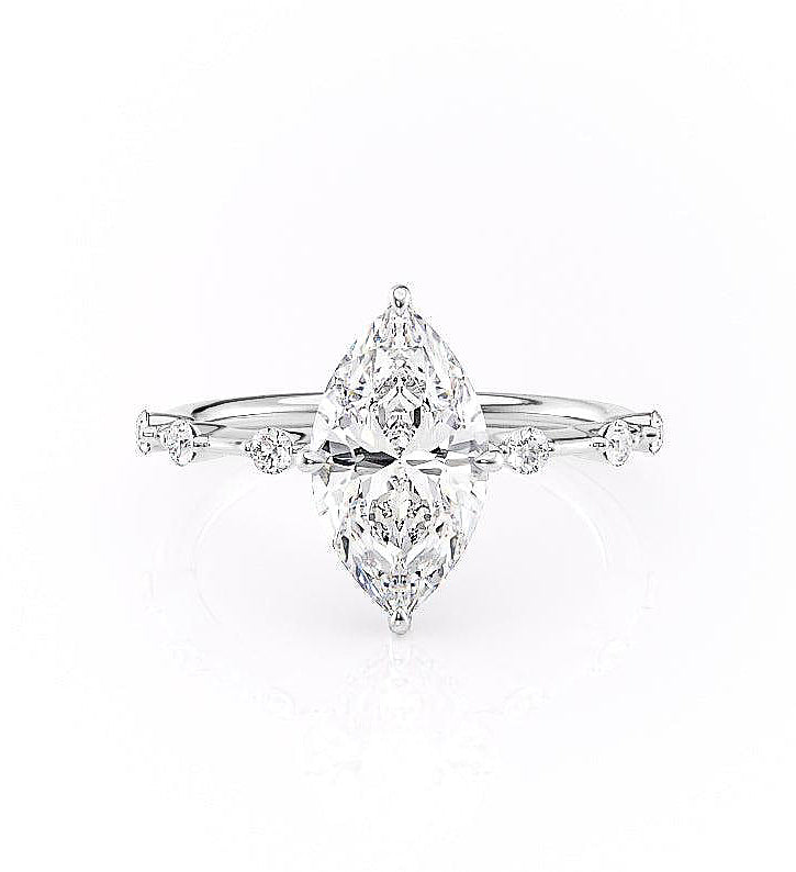 The Isla — Marquise Lab Diamond Side-Stone Engagement Ring