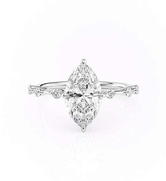 The Isla — Marquise Lab Diamond Side-Stone Engagement Ring