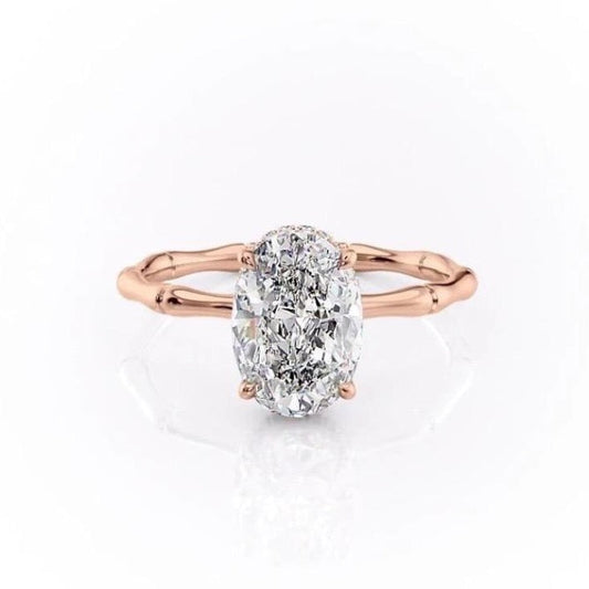 The Aria — Oval Lab Diamond Secret Halo Engagement Ring III