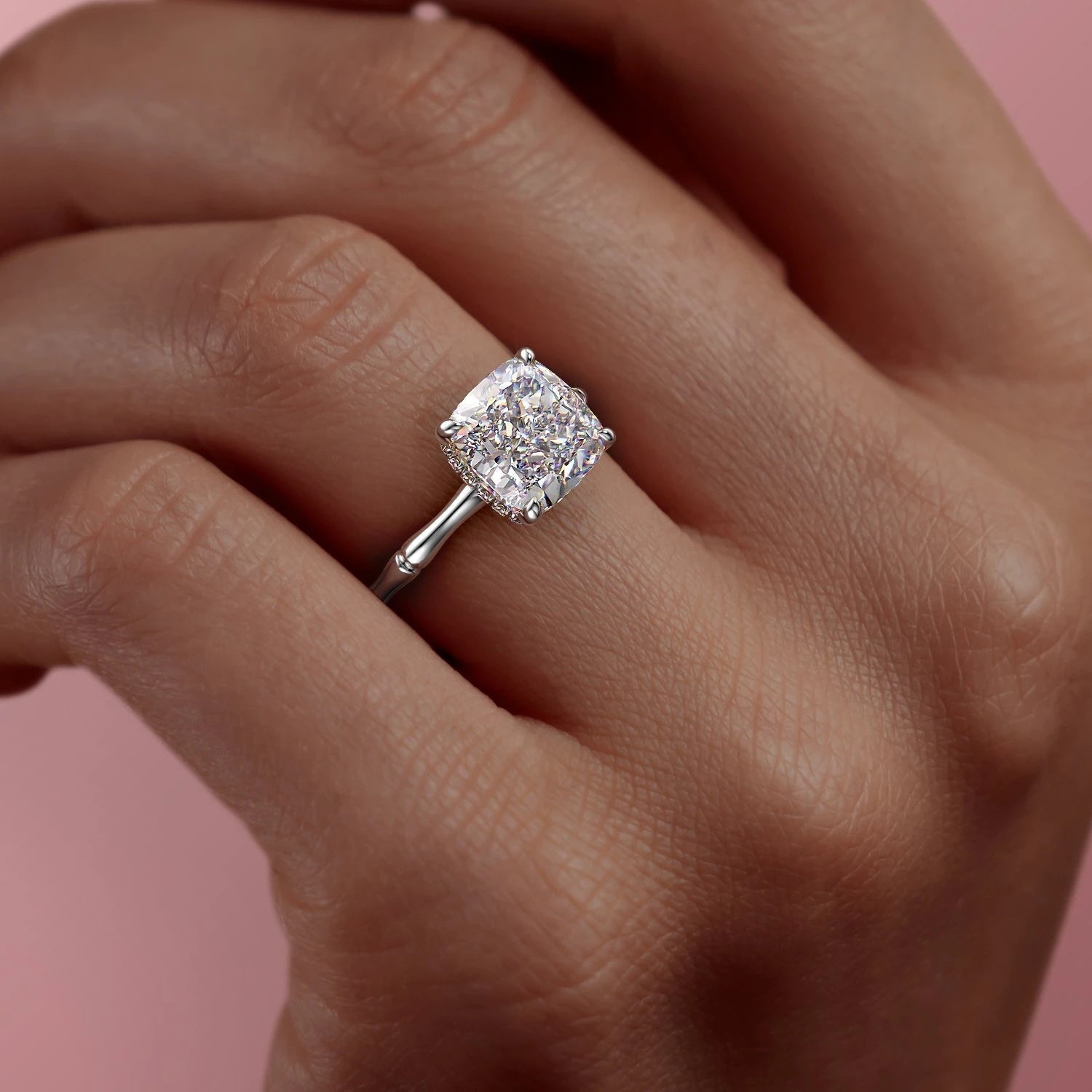 The Aurora — Cushion Lab Diamond Secret Halo Engagement Ring IV