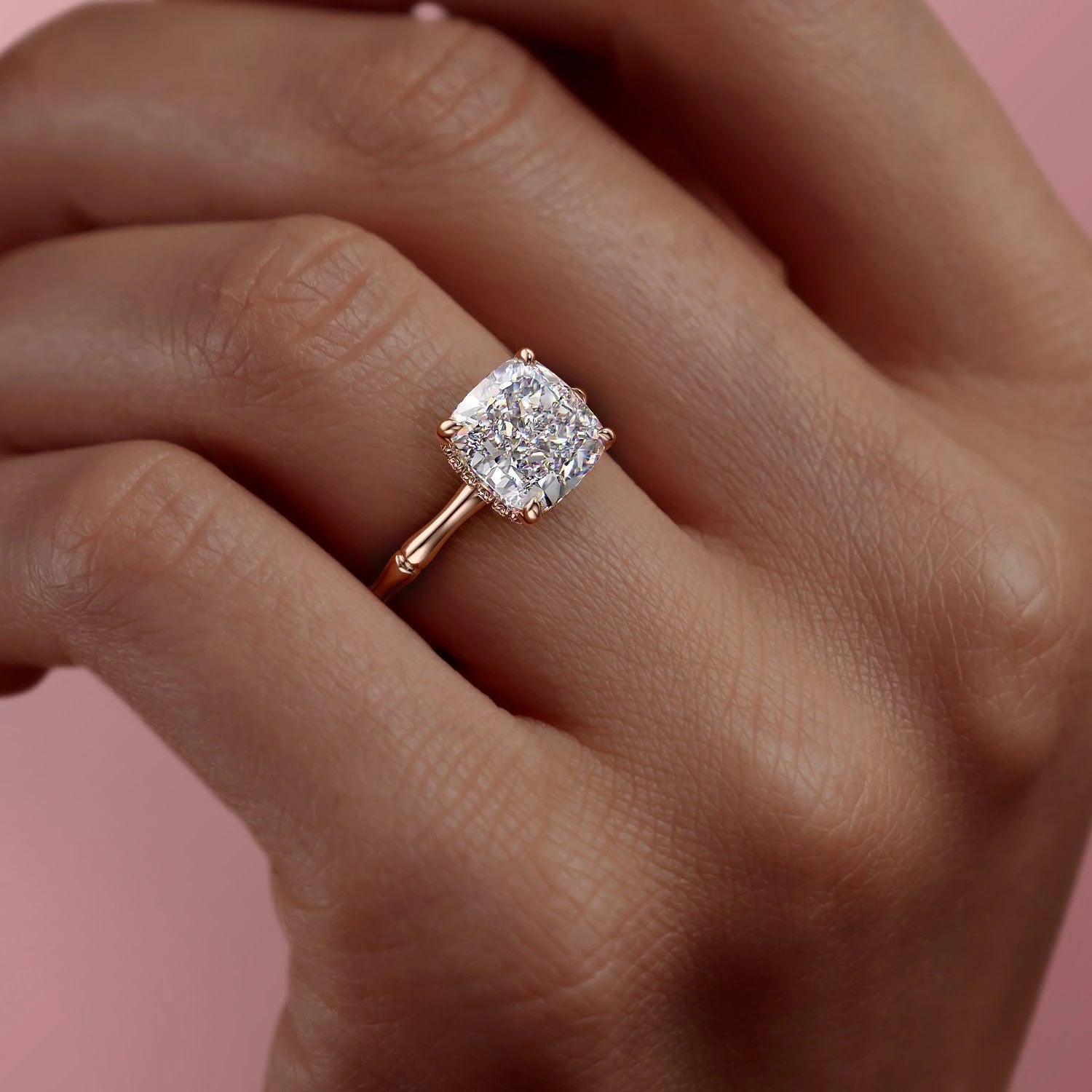 The Aurora — Cushion Lab Diamond Secret Halo Engagement Ring IV