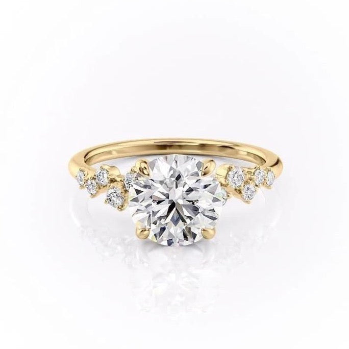 The Celeste — Round Lab Diamond Pavé Shoulder Secret Halo Engagement Ring VI