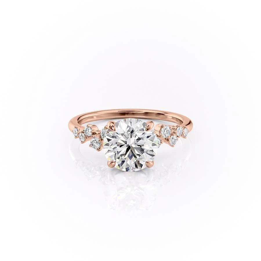 The Celeste — Round Lab Diamond Pavé Shoulder Secret Halo Engagement Ring VI