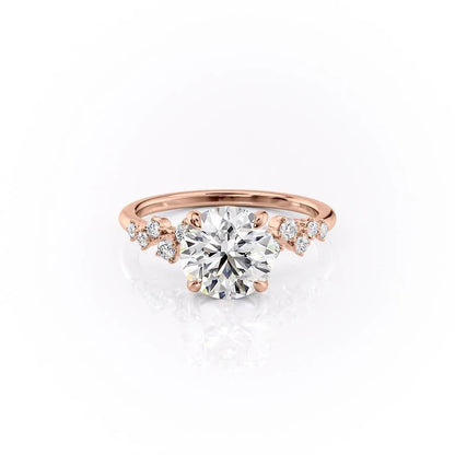 The Celeste — Round Lab Diamond Pavé Shoulder Secret Halo Engagement Ring VI
