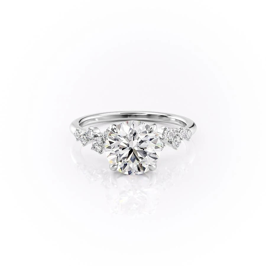 The Celeste — Round Lab Diamond Pavé Shoulder Secret Halo Engagement Ring VI