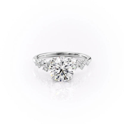 The Celeste — Round Lab Diamond Pavé Shoulder Secret Halo Engagement Ring VI
