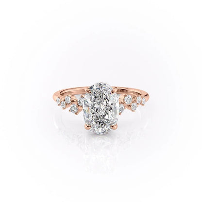 The Celeste — Oval Lab Diamond Pavé Shoulder Secret Halo Engagement Ring VI