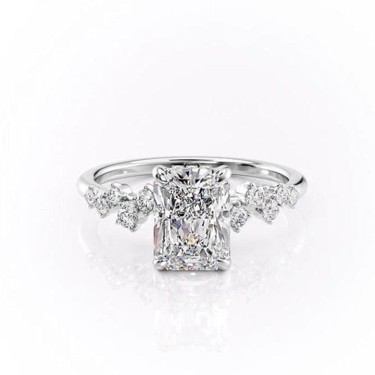 The Celeste — Radiant Lab Diamond Pavé Shoulder Secret Halo Engagement Ring VI