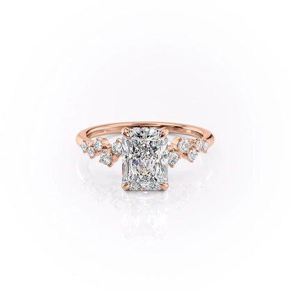The Celeste — Radiant Lab Diamond Pavé Shoulder Secret Halo Engagement Ring VI
