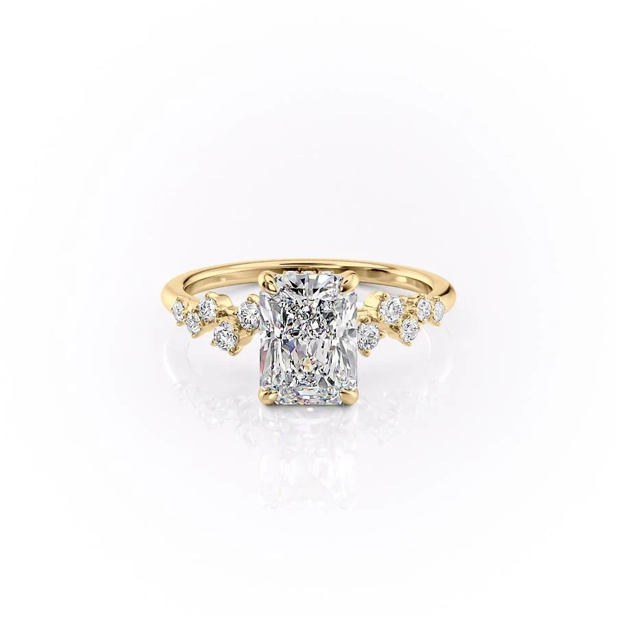 The Celeste — Radiant Lab Diamond Pavé Shoulder Secret Halo Engagement Ring VI