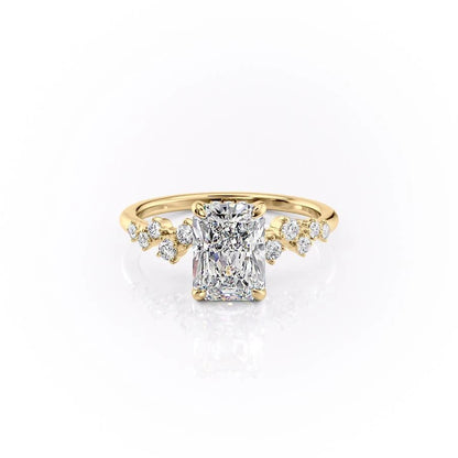 The Celeste — Radiant Lab Diamond Pavé Shoulder Secret Halo Engagement Ring VI