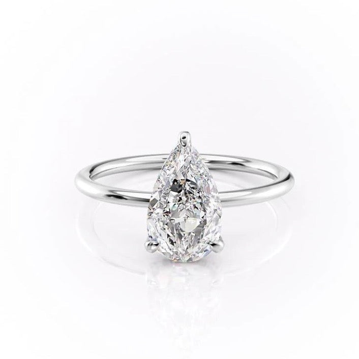 The Rose — Pear Lab Diamond Secret Halo Engagement Ring II