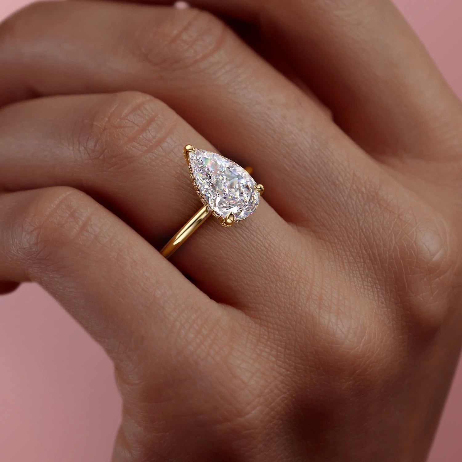 The Rose — Pear Lab Diamond Secret Halo Engagement Ring II
