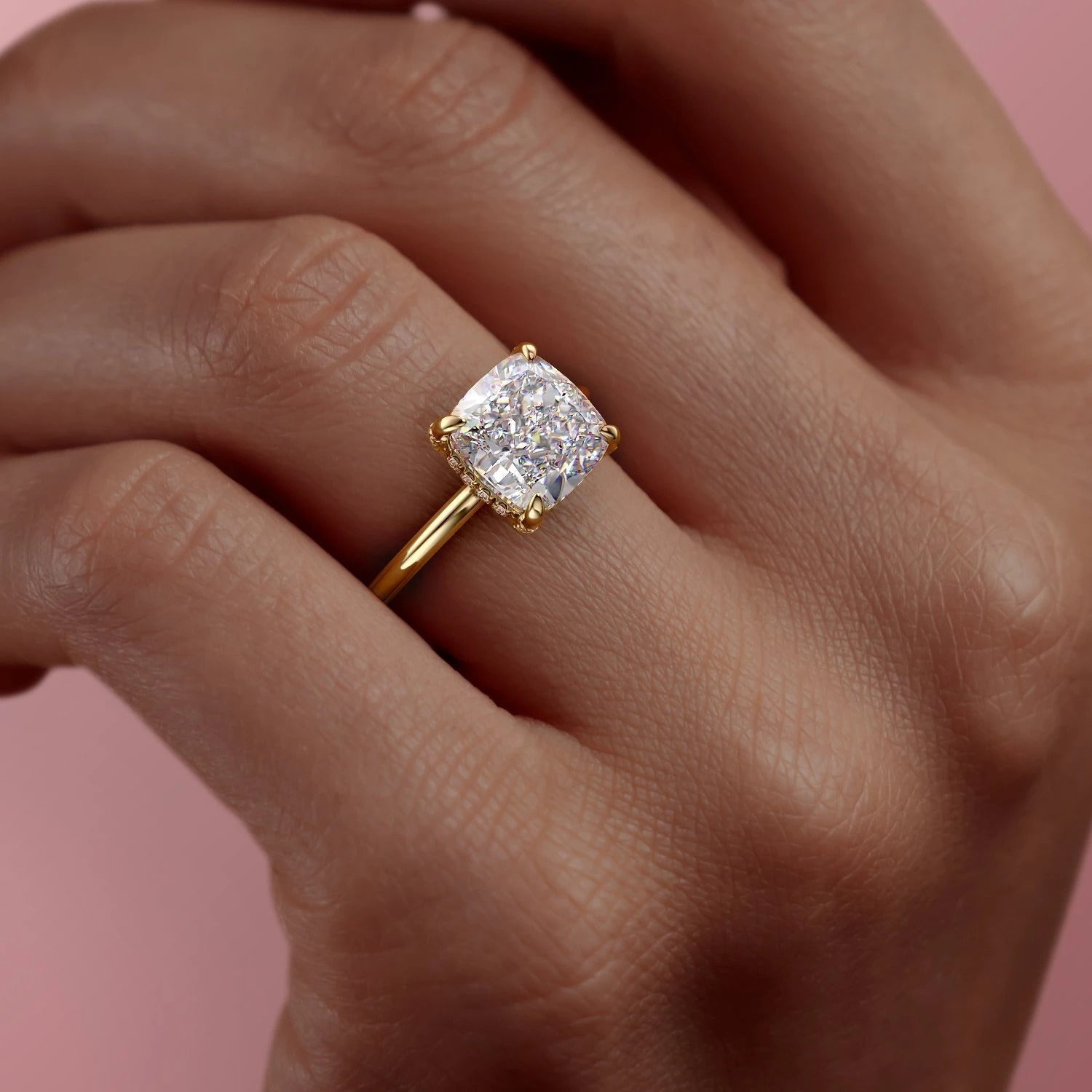 The Aurora — Cushion Lab Diamond Secret Halo Engagement Ring III