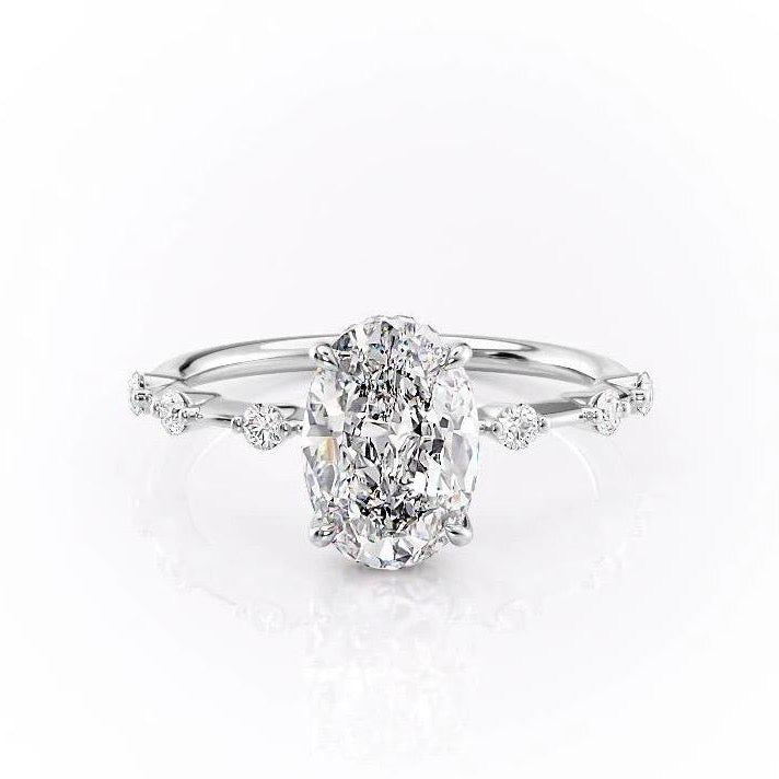 The Isla — Oval Lab Diamond Side-Stone Engagement Ring III