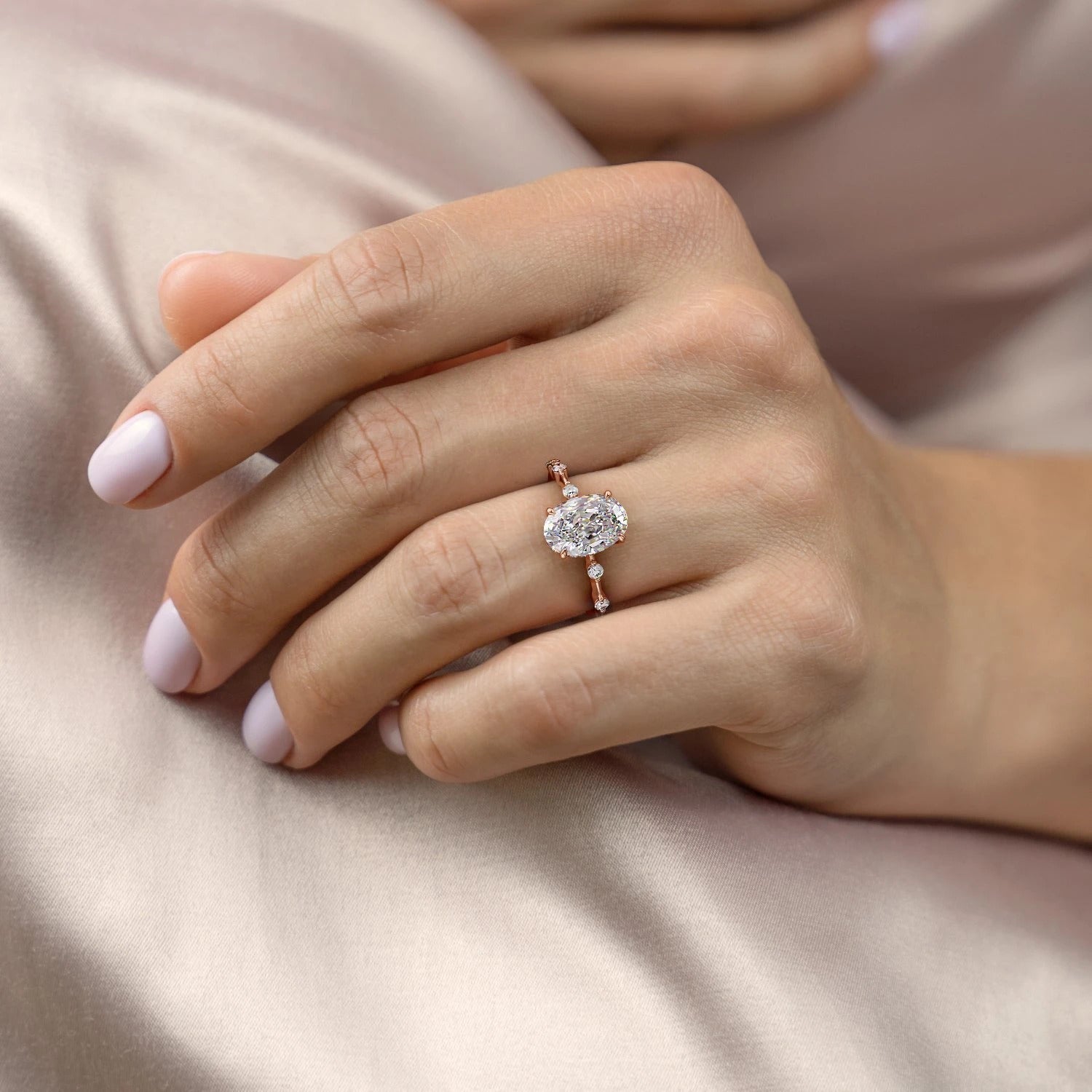 The Isla — Oval Lab Diamond Side-Stone Engagement Ring III