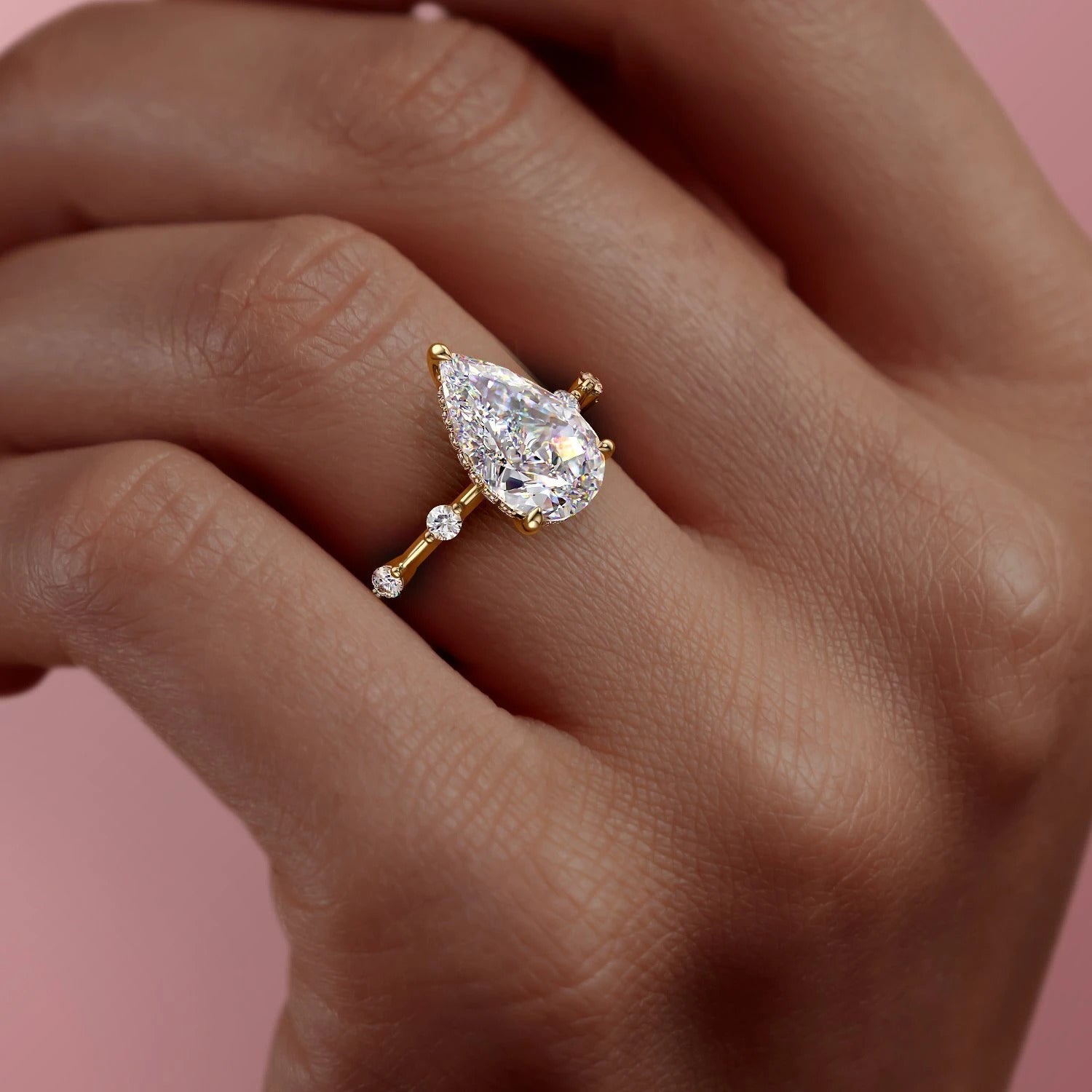 The Isla — Pear Lab Diamond Side-Stone Engagement Ring II