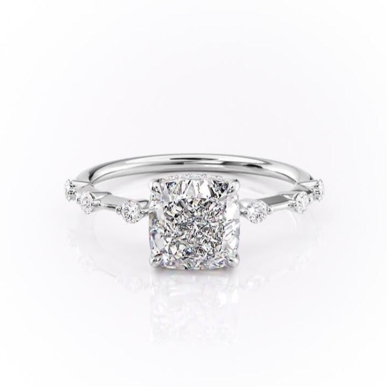 The Isla — Cushion Lab Diamond Side-Stone Engagement Ring III