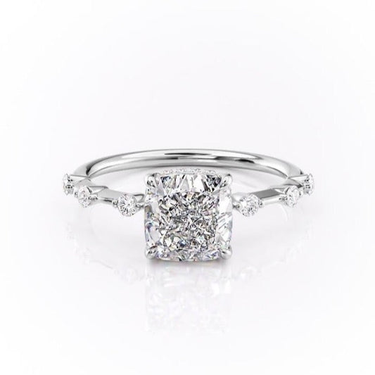 The Isla — Cushion Lab Diamond Side-Stone Engagement Ring III