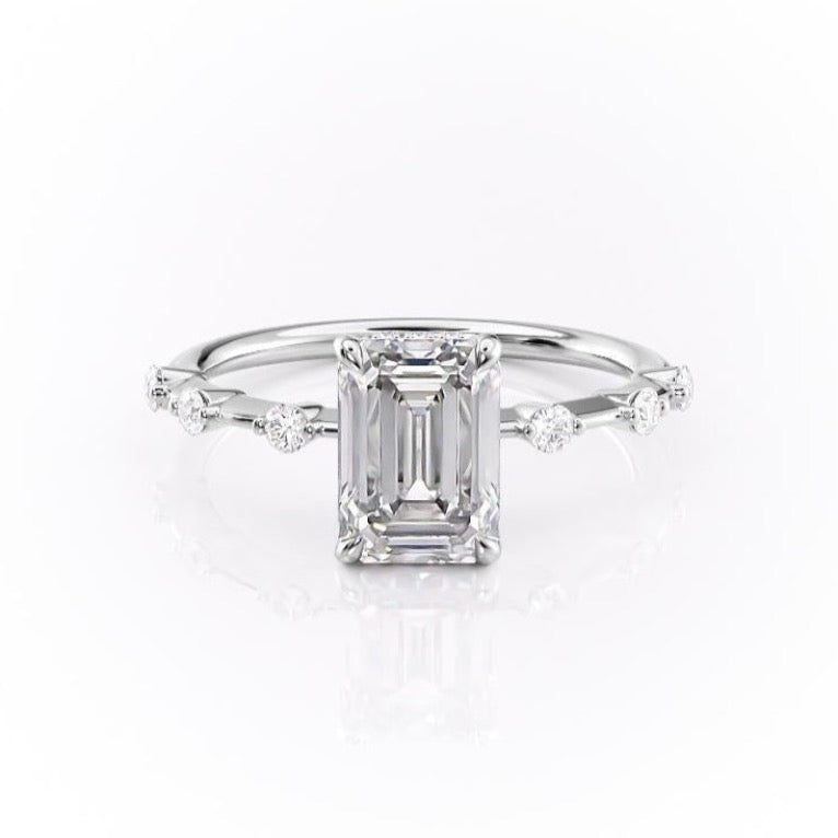 The Isla — Emerald Lab Diamond Side-Stone Engagement Ring III