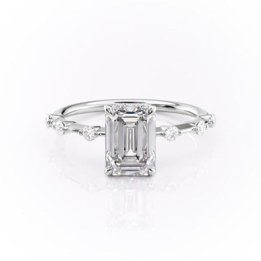 The Isla — Emerald Lab Diamond Side-Stone Engagement Ring III