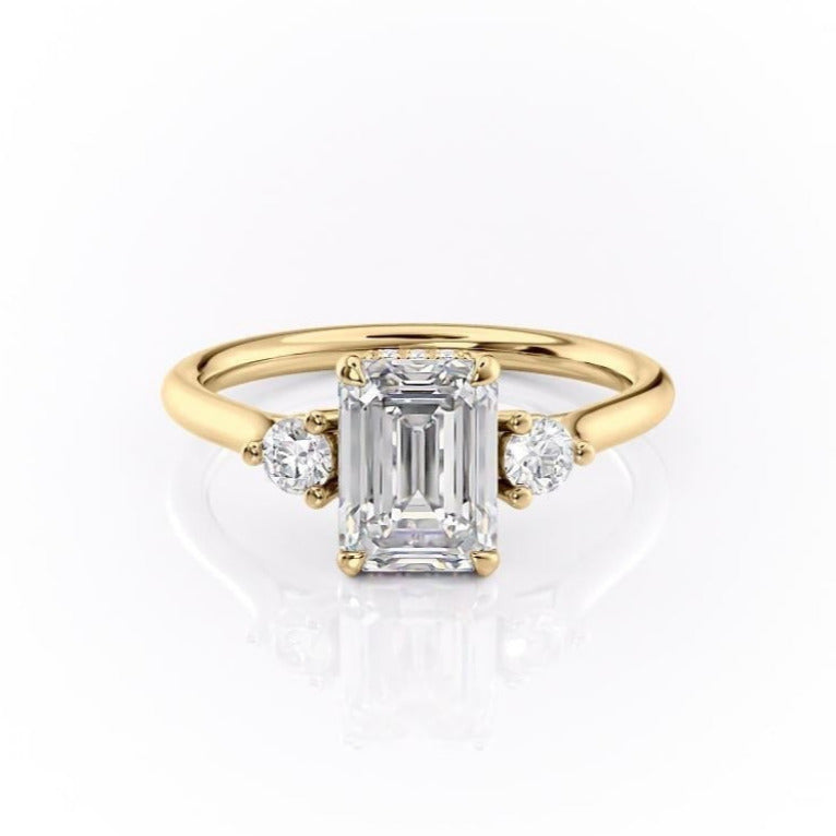 The Violet — Emerald Lab Diamond 3-Stone Engagement Ring