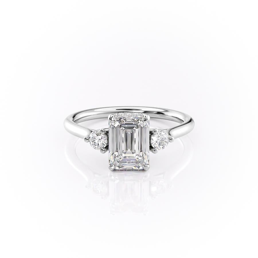 The Violet — Emerald Lab Diamond 3-Stone Engagement Ring