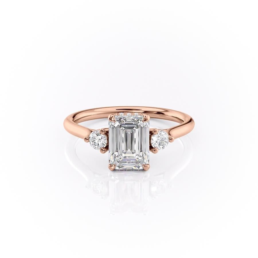 The Violet — Emerald Lab Diamond 3-Stone Engagement Ring