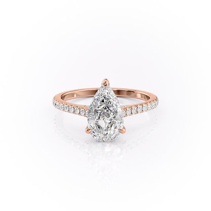 The Celeste — Pear Lab Diamond Pavé Shoulder Secret Halo Engagement Ring V