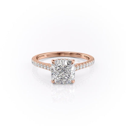 The Celeste — Cushion Lab Diamond Pavé Shoulder Secret Halo Engagement Ring V