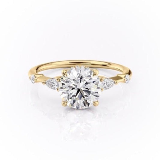 The Celeste — Round Lab Diamond Pavé Shoulder Secret Halo Engagement Ring IV