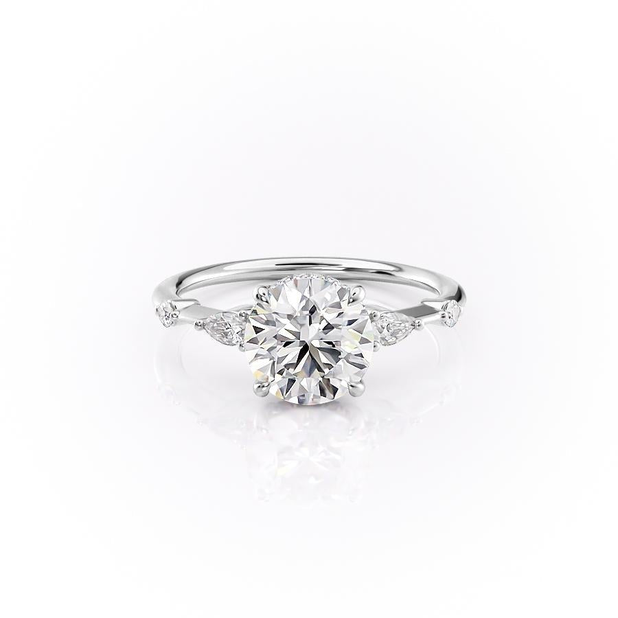 The Celeste — Round Lab Diamond Pavé Shoulder Secret Halo Engagement Ring IV